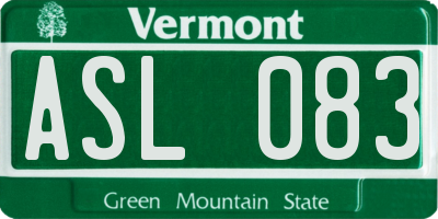 VT license plate ASL083