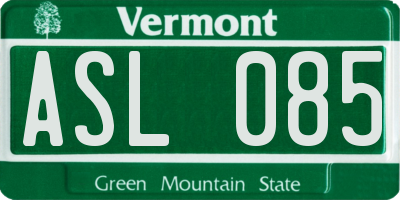 VT license plate ASL085