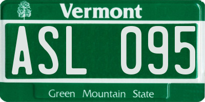 VT license plate ASL095
