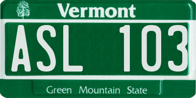 VT license plate ASL103