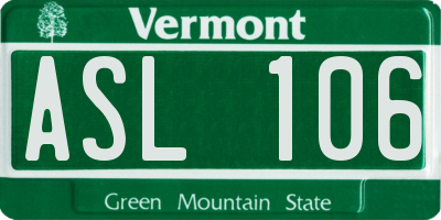 VT license plate ASL106