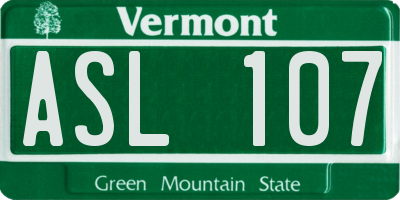 VT license plate ASL107