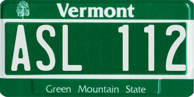 VT license plate ASL112