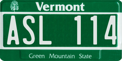 VT license plate ASL114