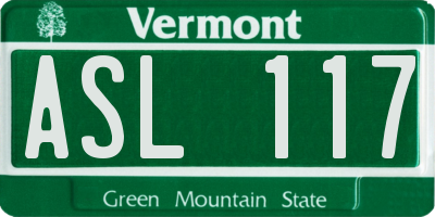 VT license plate ASL117