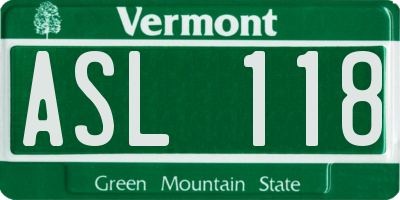 VT license plate ASL118