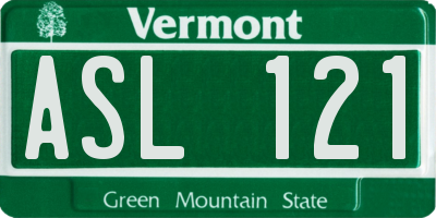 VT license plate ASL121