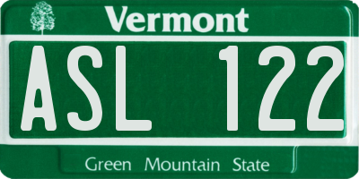 VT license plate ASL122