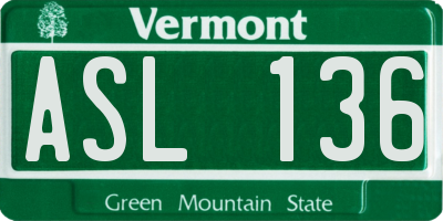 VT license plate ASL136