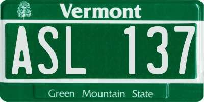 VT license plate ASL137