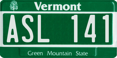 VT license plate ASL141