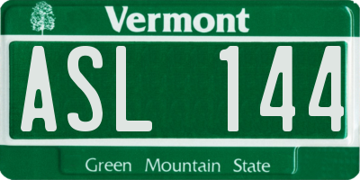VT license plate ASL144