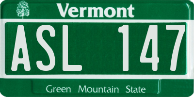 VT license plate ASL147