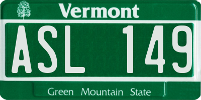 VT license plate ASL149