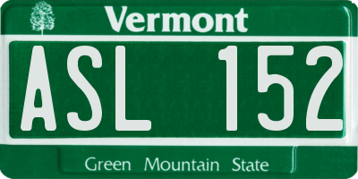 VT license plate ASL152