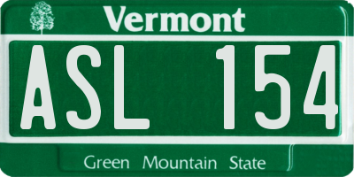VT license plate ASL154