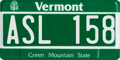 VT license plate ASL158