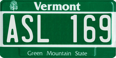 VT license plate ASL169