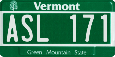 VT license plate ASL171
