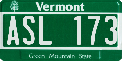 VT license plate ASL173