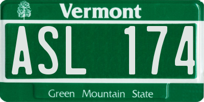 VT license plate ASL174