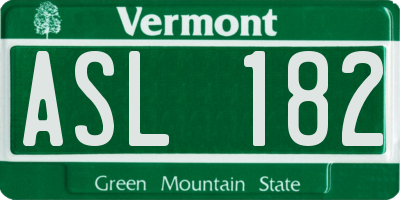 VT license plate ASL182