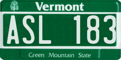 VT license plate ASL183