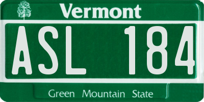 VT license plate ASL184