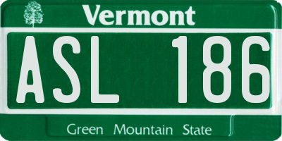 VT license plate ASL186
