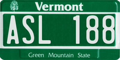 VT license plate ASL188