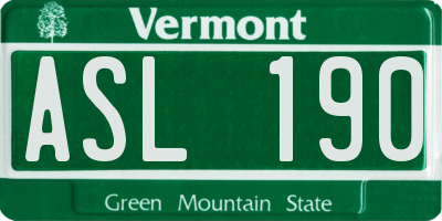 VT license plate ASL190