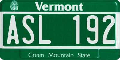 VT license plate ASL192