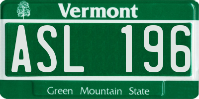 VT license plate ASL196