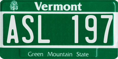 VT license plate ASL197