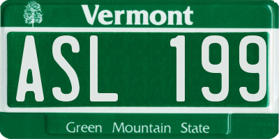 VT license plate ASL199