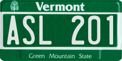 VT license plate ASL201