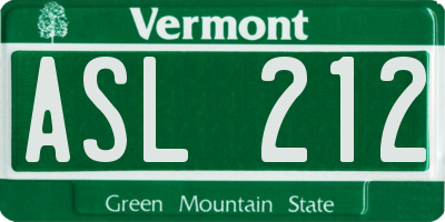 VT license plate ASL212