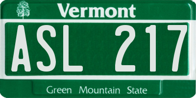 VT license plate ASL217