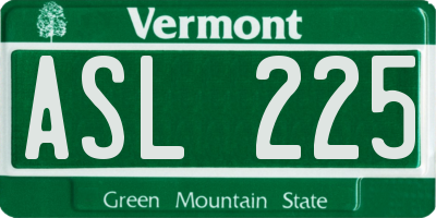 VT license plate ASL225