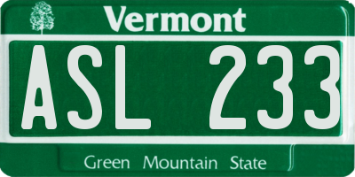 VT license plate ASL233