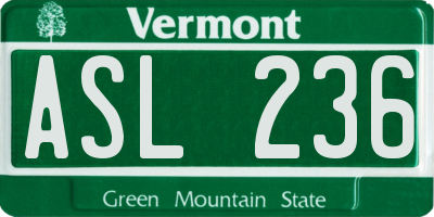 VT license plate ASL236