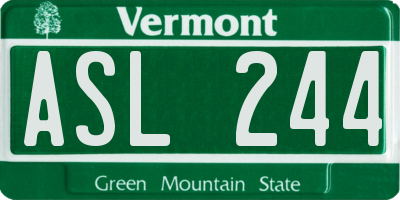 VT license plate ASL244