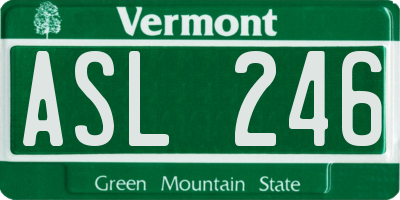 VT license plate ASL246