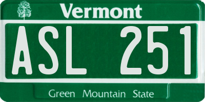 VT license plate ASL251