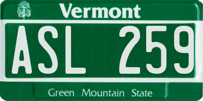 VT license plate ASL259
