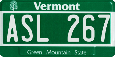 VT license plate ASL267