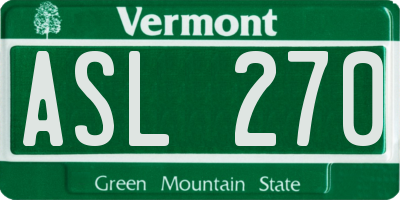 VT license plate ASL270