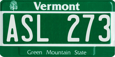 VT license plate ASL273
