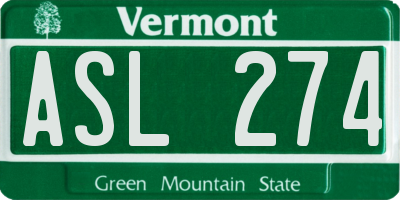 VT license plate ASL274
