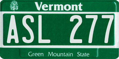 VT license plate ASL277